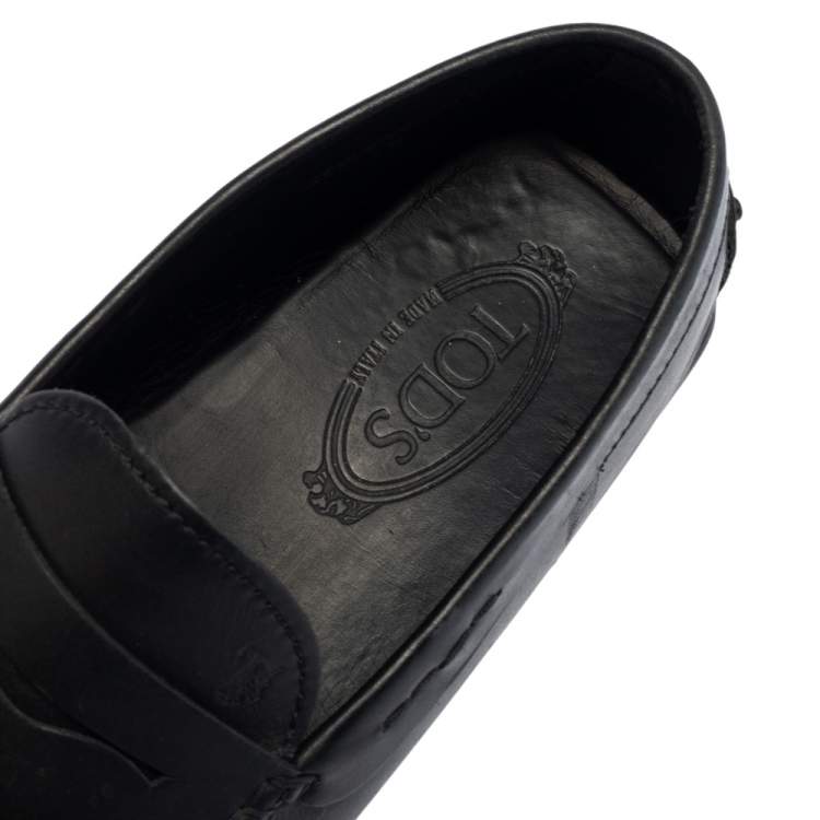 Pre Owned Tod's Black Leather Penny Loafers Size 41.5