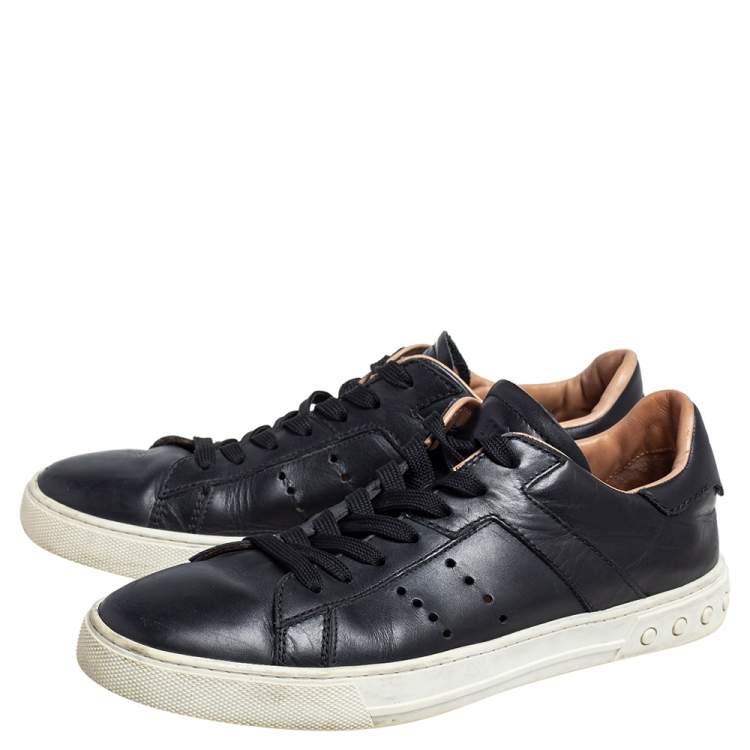 Pre Owned Tod's Black Leather Lace up  Sneakers Size 41