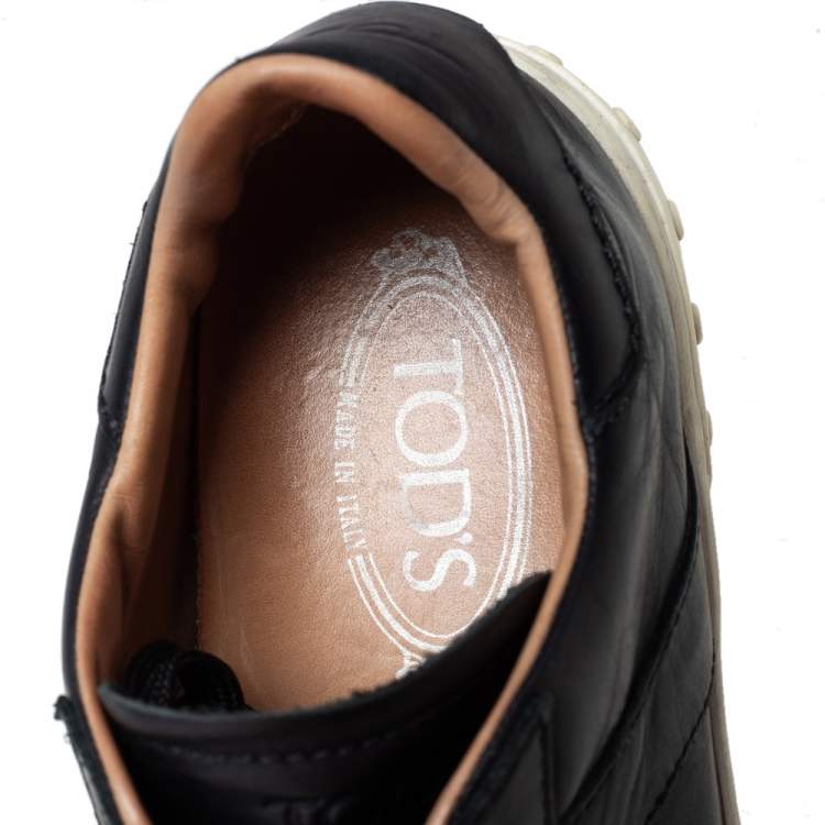 Pre Owned Tod's Black Leather Lace up  Sneakers Size 41