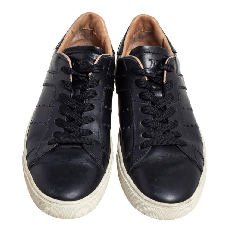 Pre Owned Tod's Black Leather Lace up  Sneakers Size 41