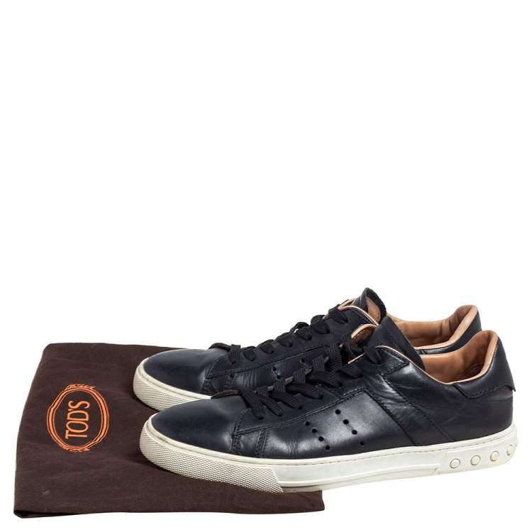 Pre Owned Tod's Black Leather Lace up  Sneakers Size 41