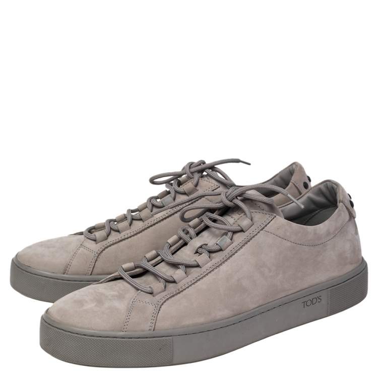 Pre Owned Tod's Grey Nubuck Leather Low Top Sneakers Size 42