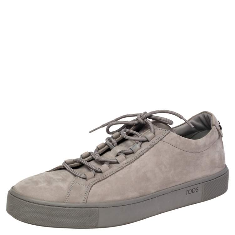 Pre Owned Tod's Grey Nubuck Leather Low Top Sneakers Size 42
