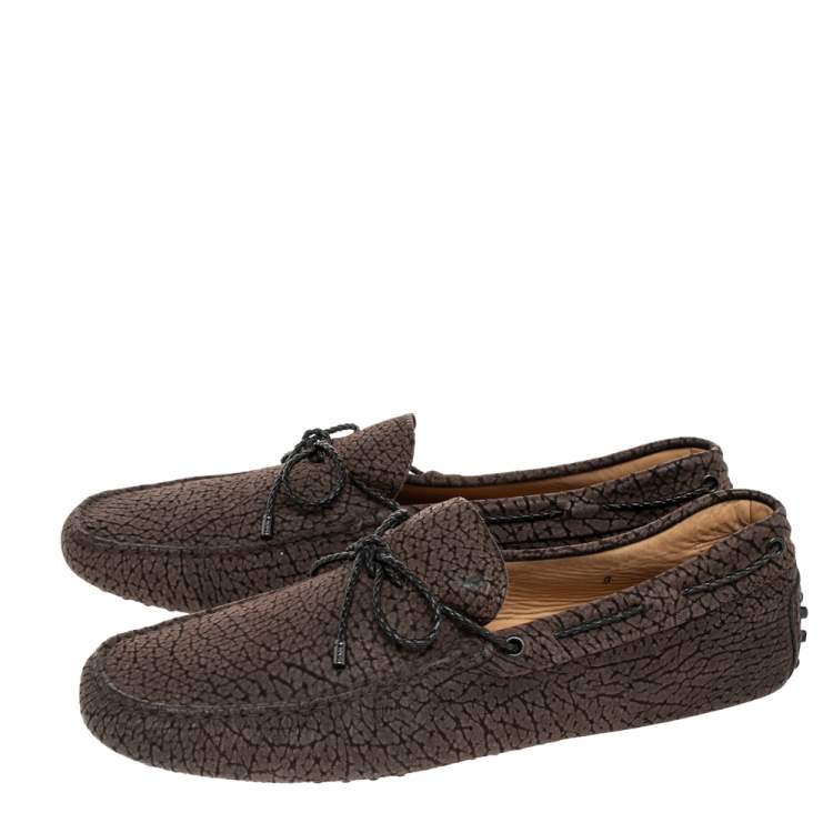 Pre Owned Tod's Brown Leather Bow Slip on Loafers Size 43