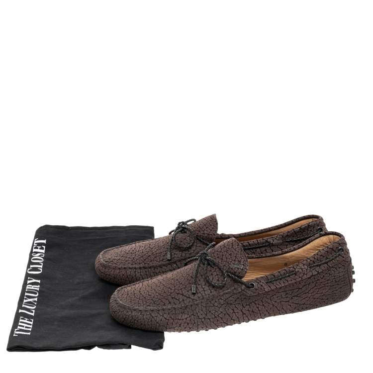 Pre Owned Tod's Brown Leather Bow Slip on Loafers Size 43