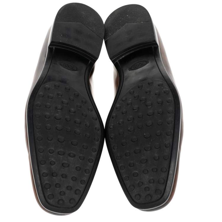 Pre Owned Tod's Brown Leather Slip on Loafers Size 44