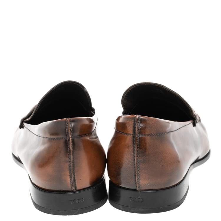 Pre Owned Tod's Brown Leather Slip on Loafers Size 44