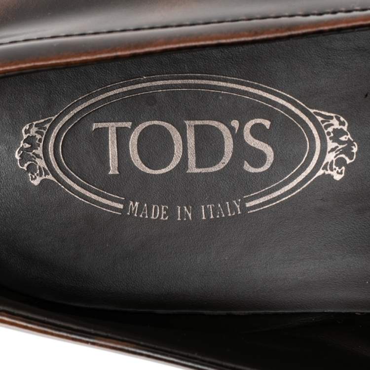Pre Owned Tod's Brown Leather Slip on Loafers Size 44