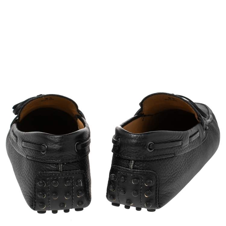 مملوكة مسبقًا Tod's Black Leather Bow Driving Loafers Size 40