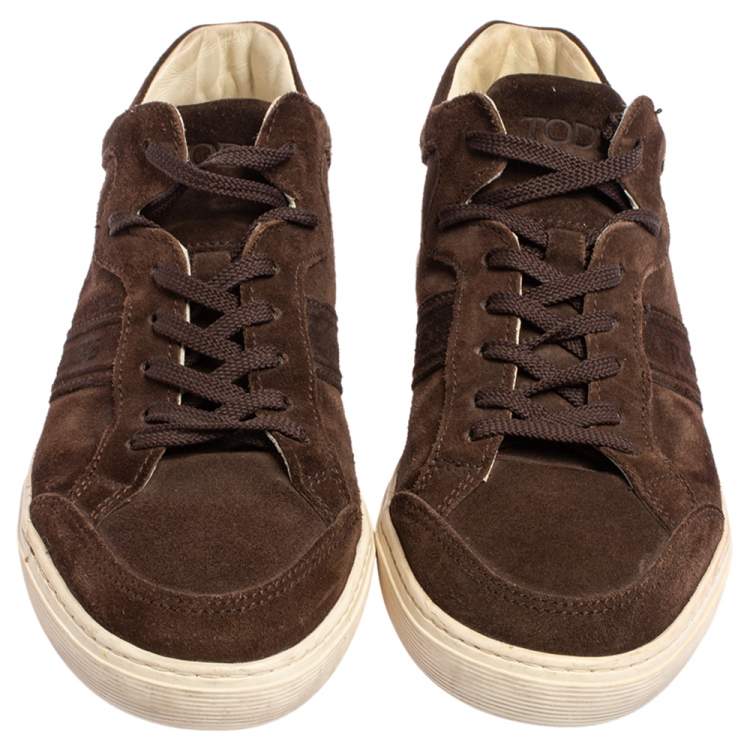 مملوكة مسبقًا Tod's Brown Suede Lace Up Sneakers Size 41.5