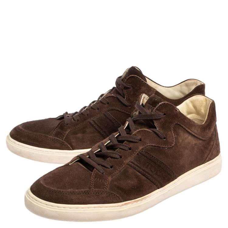مملوكة مسبقًا Tod's Brown Suede Lace Up Sneakers Size 41.5