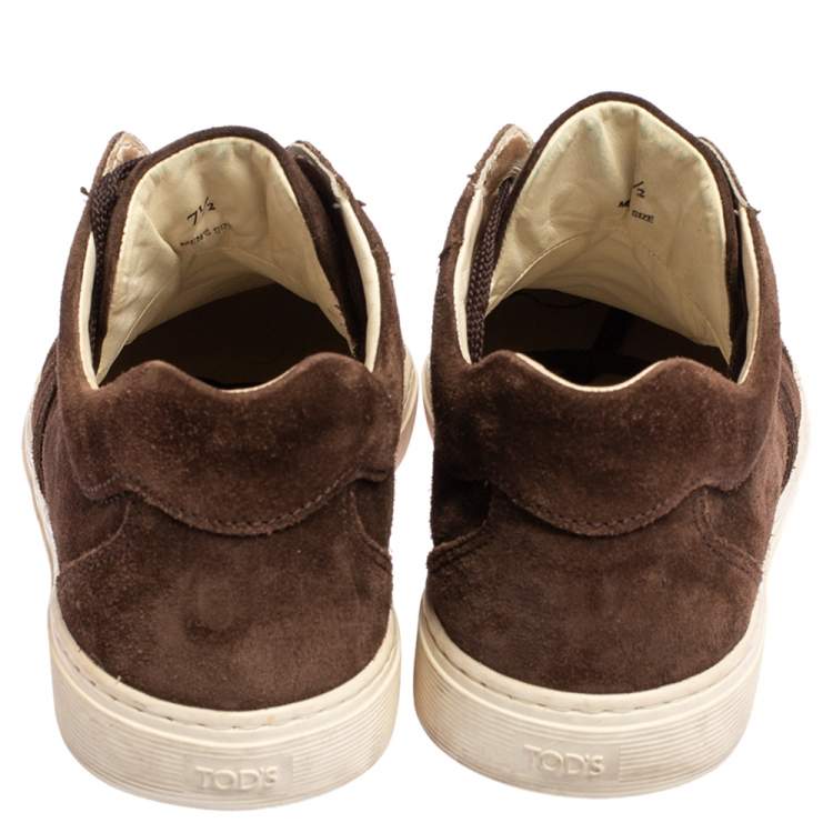 مملوكة مسبقًا Tod's Brown Suede Lace Up Sneakers Size 41.5