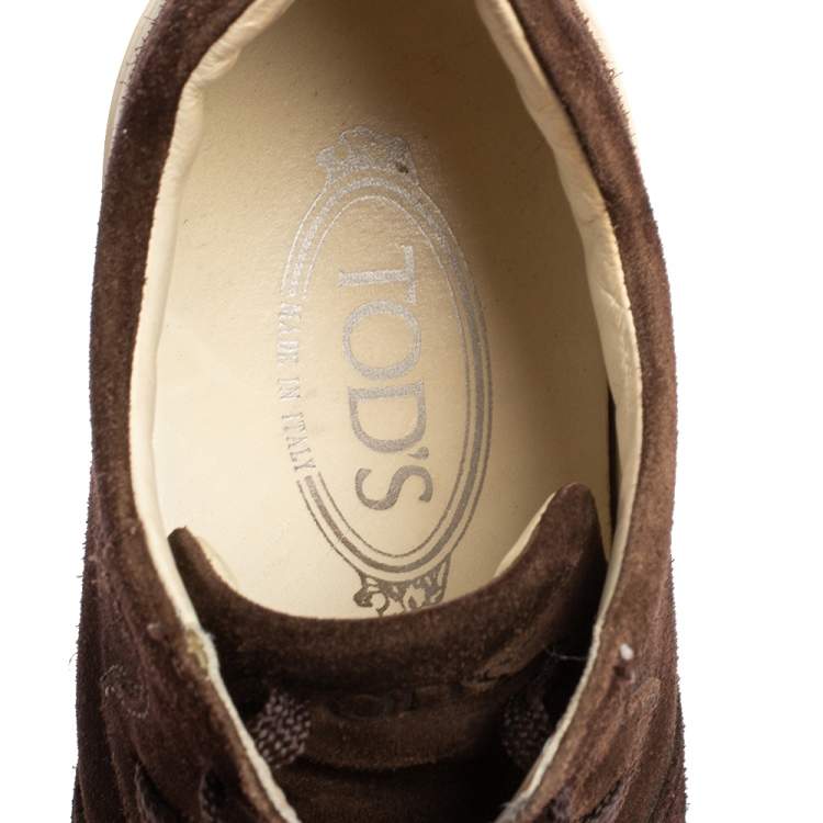 مملوكة مسبقًا Tod's Brown Suede Lace Up Sneakers Size 41.5