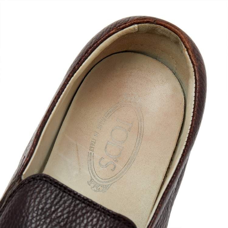 Pre Owned Tod's Brown Leather Slip On Sneakers Size 45