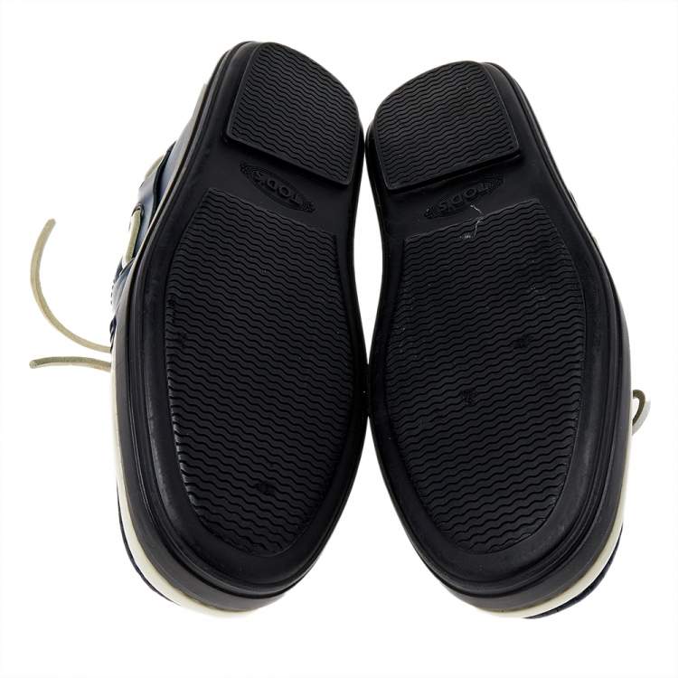 Pre Owned Tod's Blue Leather Lace Up Boat Shoes Size 39.5