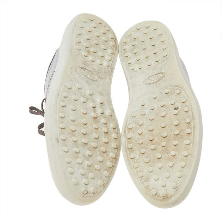 Pre Owned Tods Grey Leather Low Top Sneakers Size 42