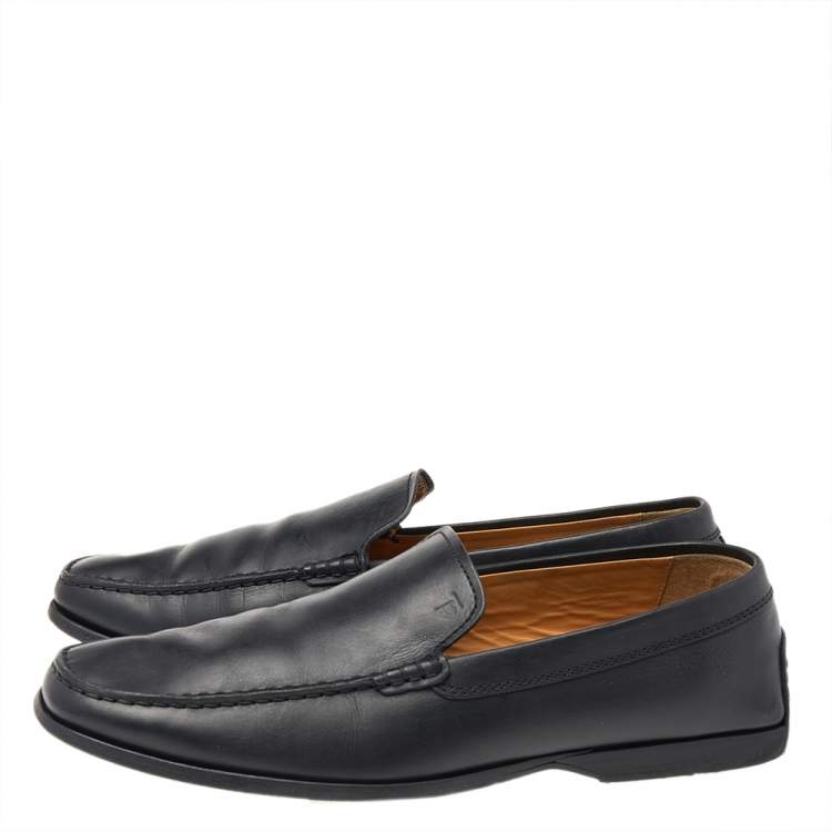 Pre Owned Tod's Black Leather Slip On Loafers Size 42