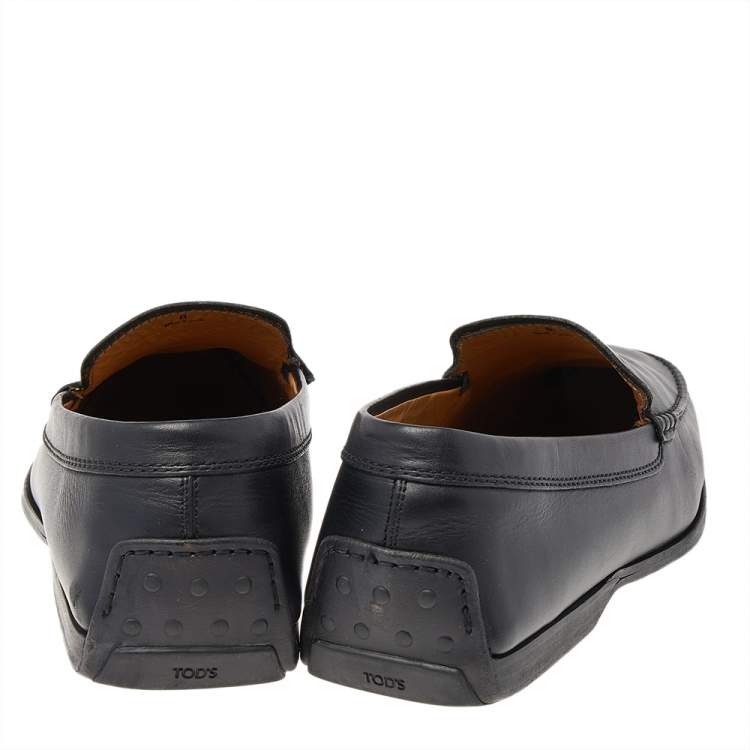 Pre Owned Tod's Black Leather Slip On Loafers Size 42