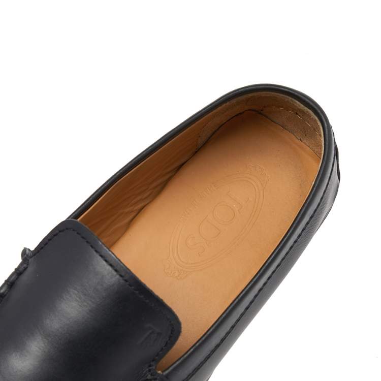 Pre Owned Tod's Black Leather Slip On Loafers Size 42