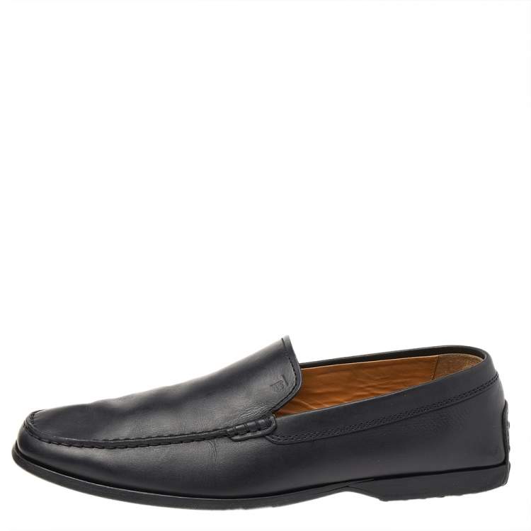 Pre Owned Tod's Black Leather Slip On Loafers Size 42
