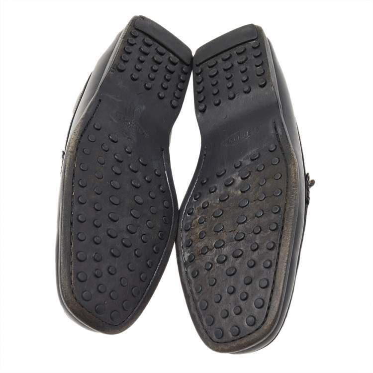 Pre Owned Tod's Black Leather Slip On Loafers Size 42