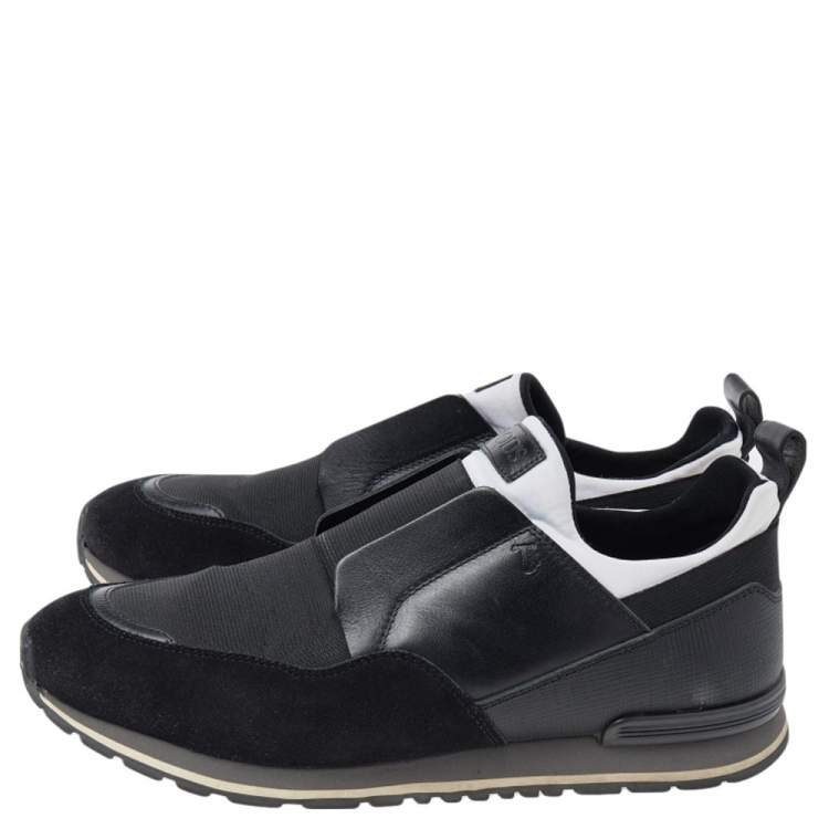 Pre Owned Tod's Black/White Suede And Leather Slip On Sneakers Size 42