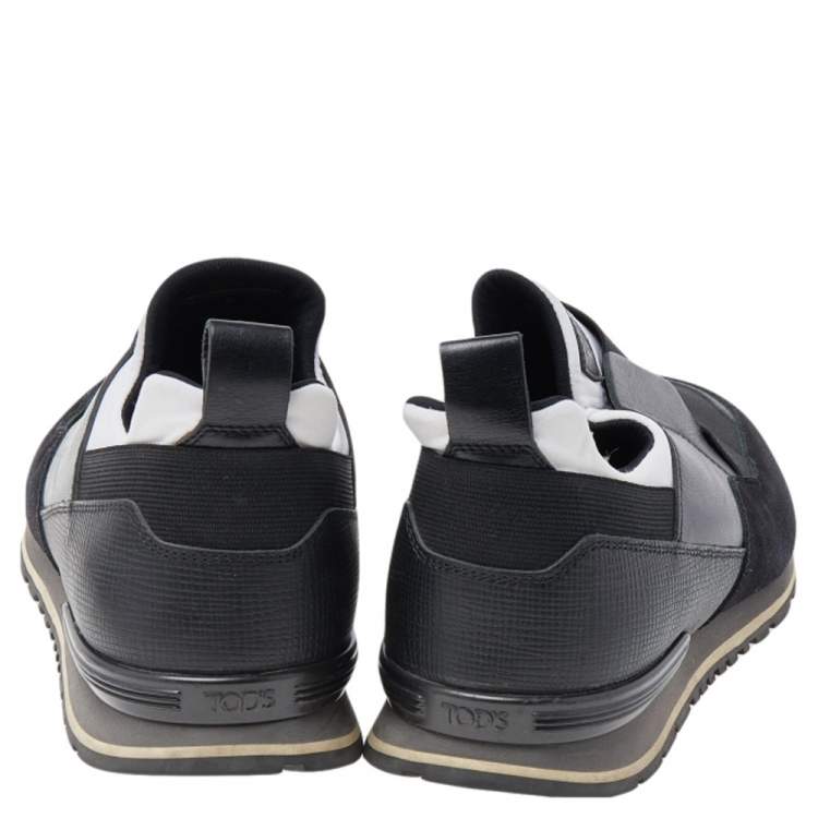 Pre Owned Tod's Black/White Suede And Leather Slip On Sneakers Size 42