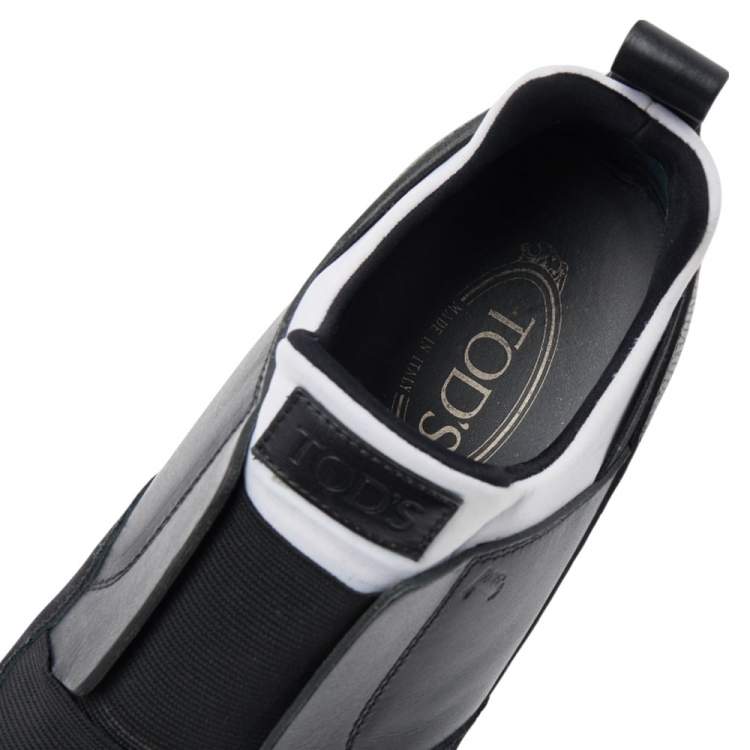 Pre Owned Tod's Black/White Suede And Leather Slip On Sneakers Size 42