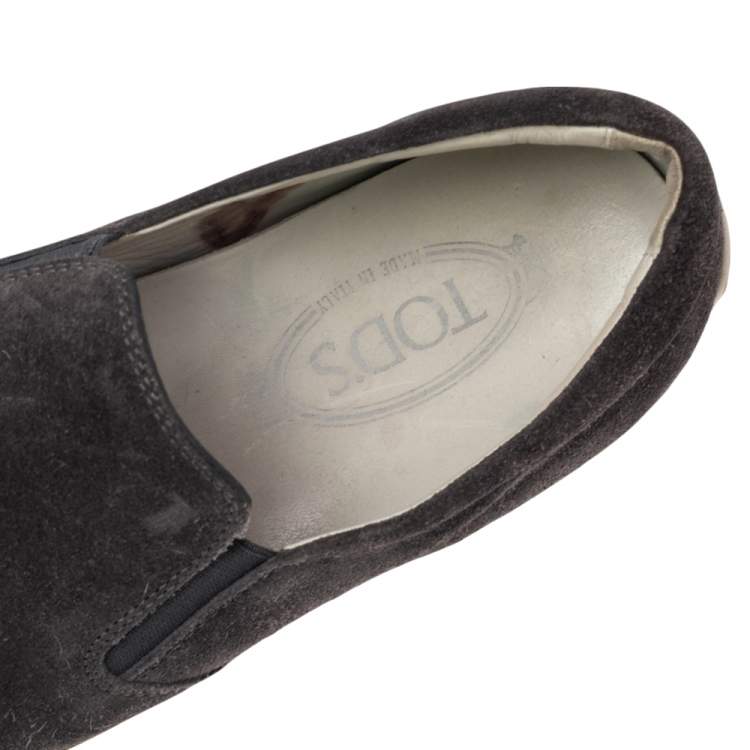 Pre Owned Tod's Grey Suede Francesina Espadrille Slip On Sneakers Size 40