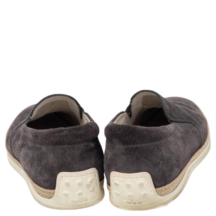 Pre Owned Tod's Grey Suede Francesina Espadrille Slip On Sneakers Size 40