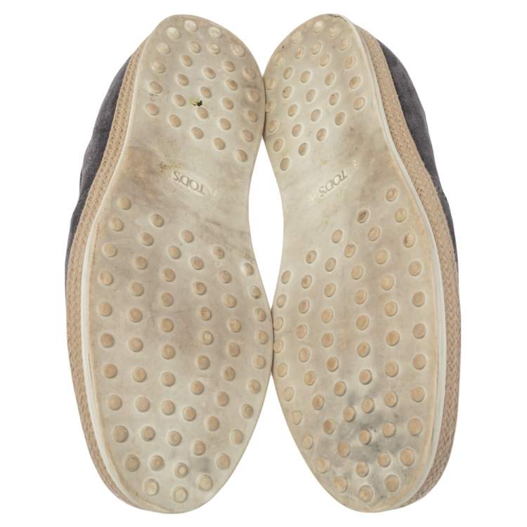 Pre Owned Tod's Grey Suede Francesina Espadrille Slip On Sneakers Size 40
