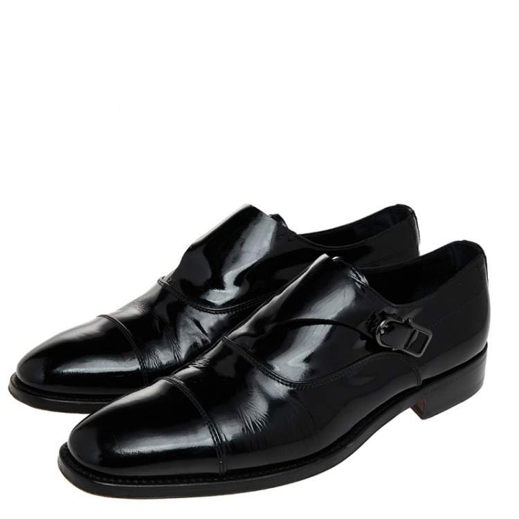 Pre Owned Tod's Black Patent Leather Single Flap Oxford Monks 42