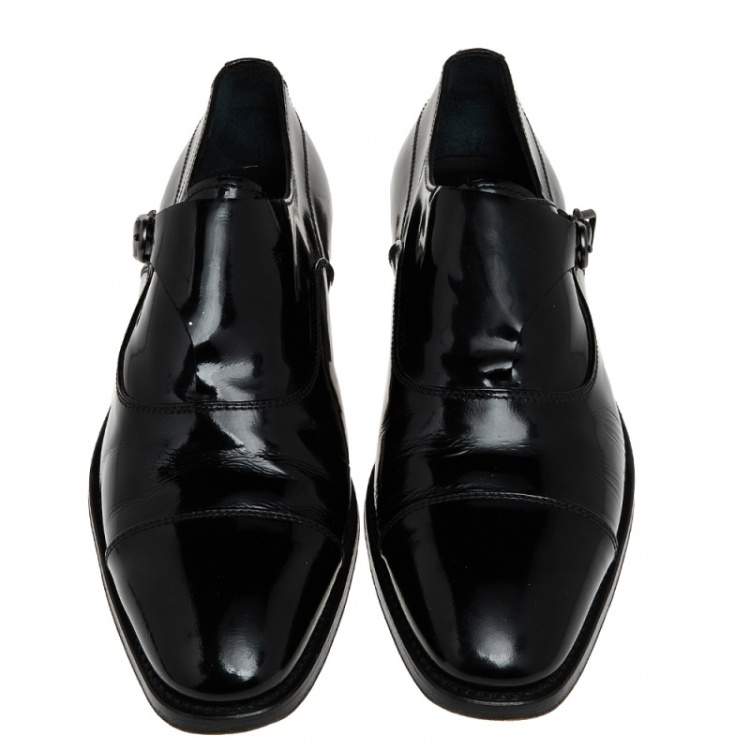 Pre Owned Tod's Black Patent Leather Single Flap Oxford Monks 42