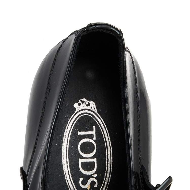Pre Owned Tod's Black Patent Leather Single Flap Oxford Monks 42