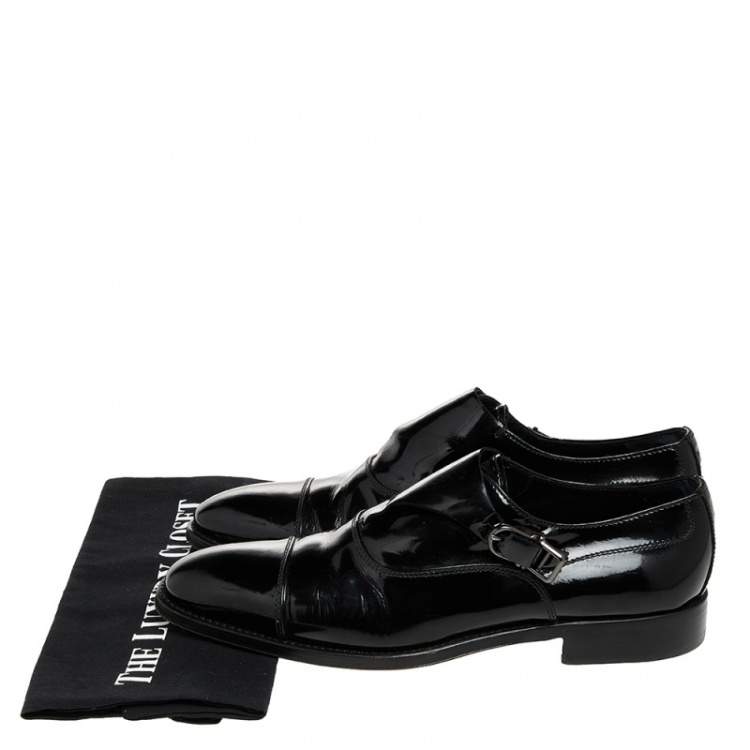 Pre Owned Tod's Black Patent Leather Single Flap Oxford Monks 42
