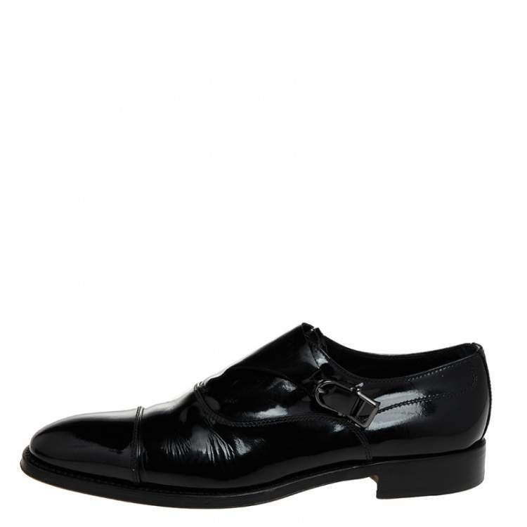 Pre Owned Tod's Black Patent Leather Single Flap Oxford Monks 42