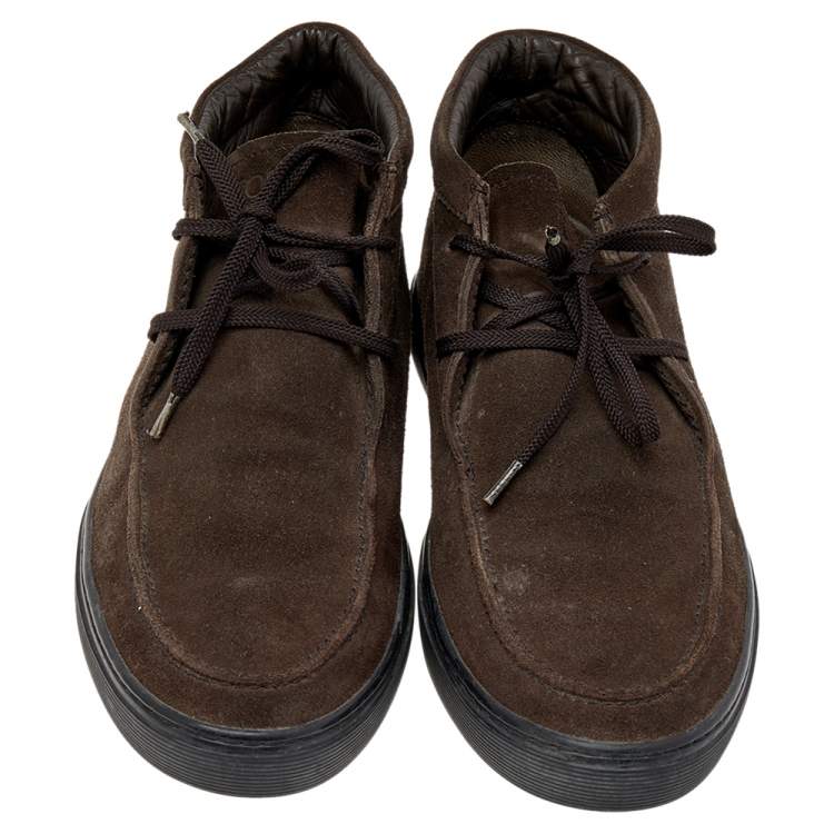 Pre Owned Tod's Brown Suede Lace Up Sneakers Size 41.5