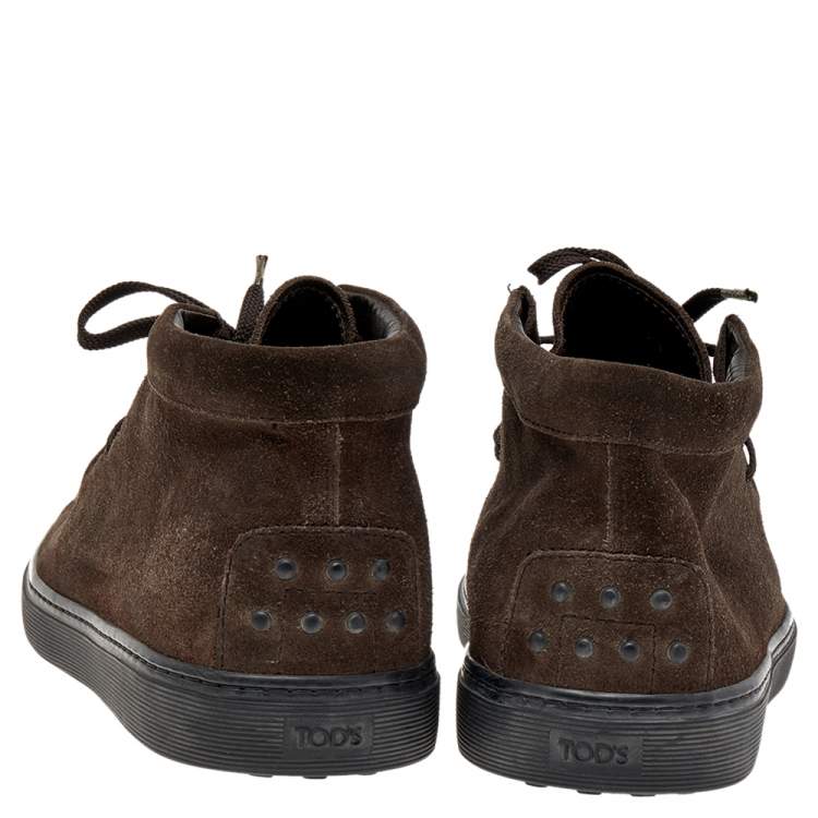 Pre Owned Tod's Brown Suede Lace Up Sneakers Size 41.5