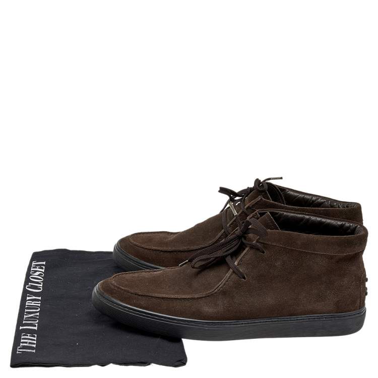 Pre Owned Tod's Brown Suede Lace Up Sneakers Size 41.5