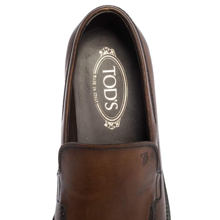 مملوكة مسبقًا Tod's Brown Leather Slip On Loafers Size 42