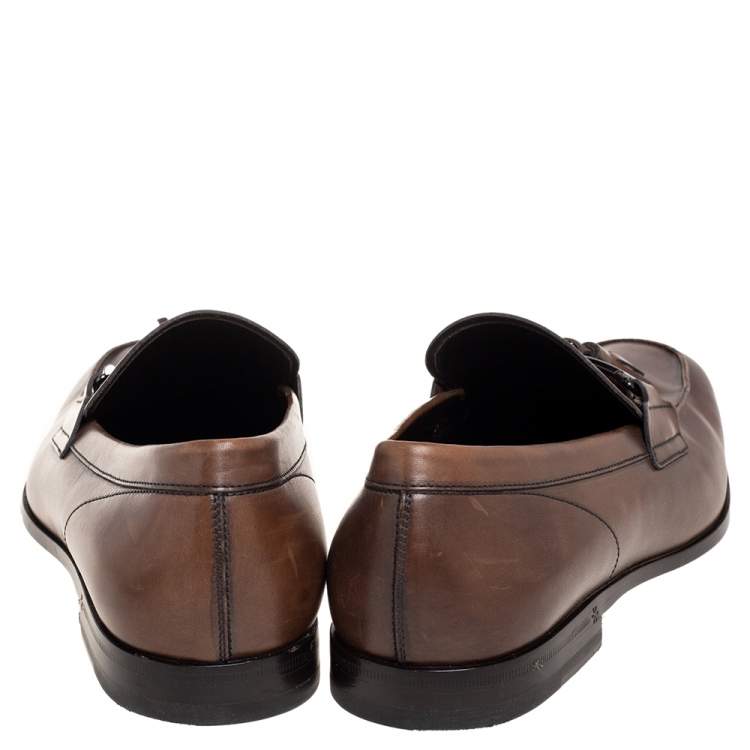 Pre Owned Tods Brown Leather Tassel Slip On Loafers Size 42