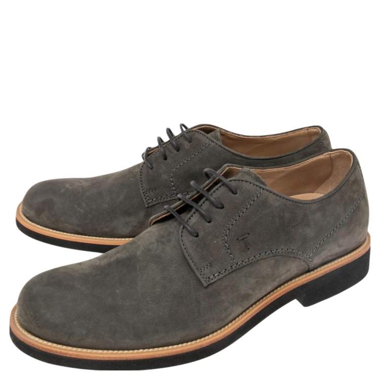 Pre Owned Tod's Grey Suede Lace Up Oxfords Size 42.5
