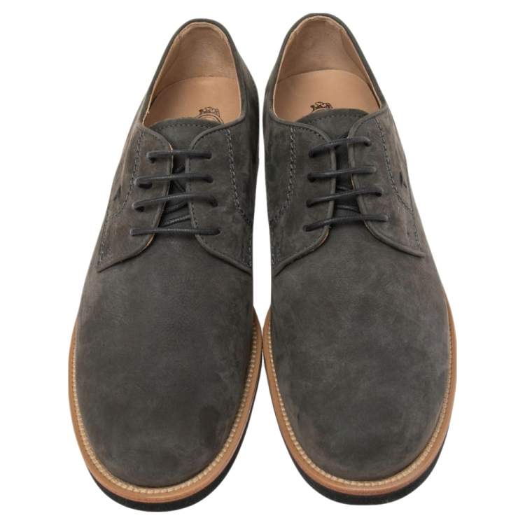 Pre Owned Tod's Grey Suede Lace Up Oxfords Size 42.5