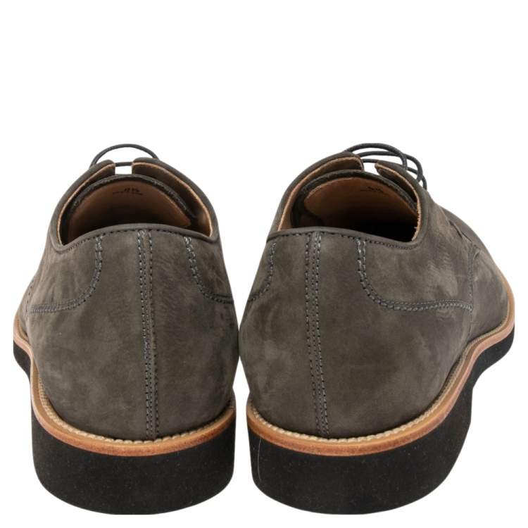 Pre Owned Tod's Grey Suede Lace Up Oxfords Size 42.5