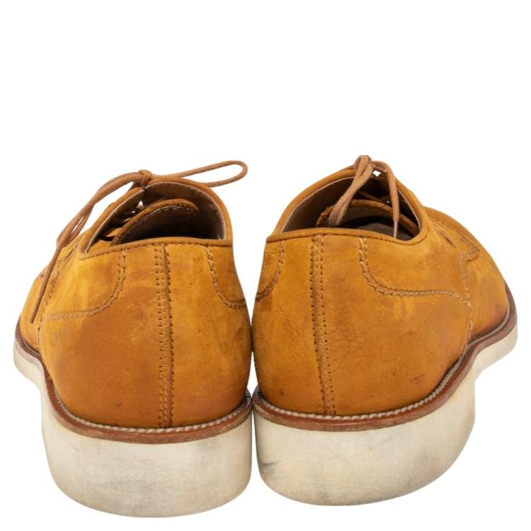Pre Owned Tod's Yellow Nubuck Leather Lace Up Oxfords Size 43
