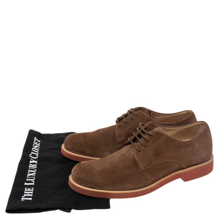 Pre Owned Tod's Brown Suede Lace Up Derby Size 42.5