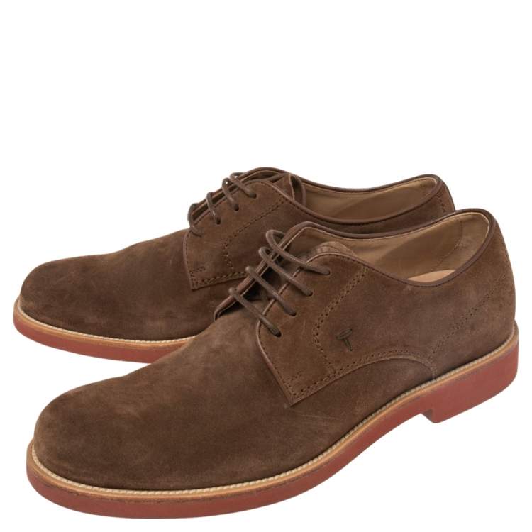 Pre Owned Tod's Brown Suede Lace Up Derby Size 42.5