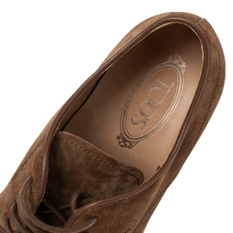 Pre Owned Tod's Brown Suede Lace Up Derby Size 42.5
