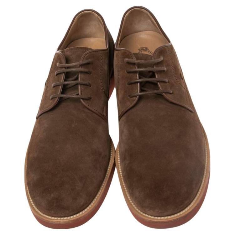 Pre Owned Tod's Brown Suede Lace Up Derby Size 42.5
