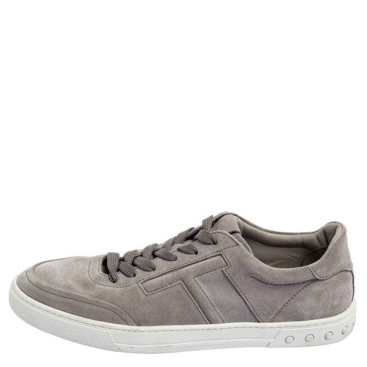 Pre Owned Tod's Grey Suede Low Top Sneakers Size 44.5